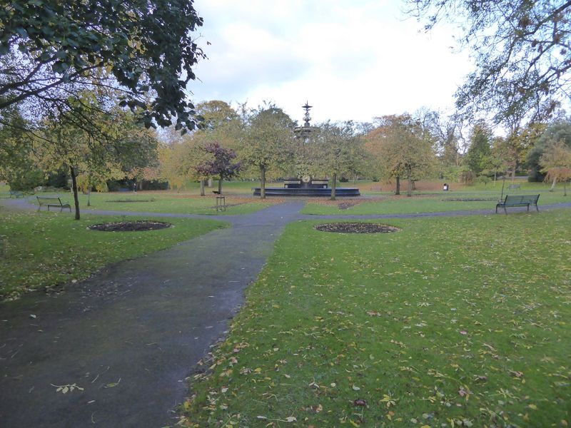 End of the line: we're back at one o'clock, this time about a mile east of the cathedral and at Alexandra Park. The land was barren when pur