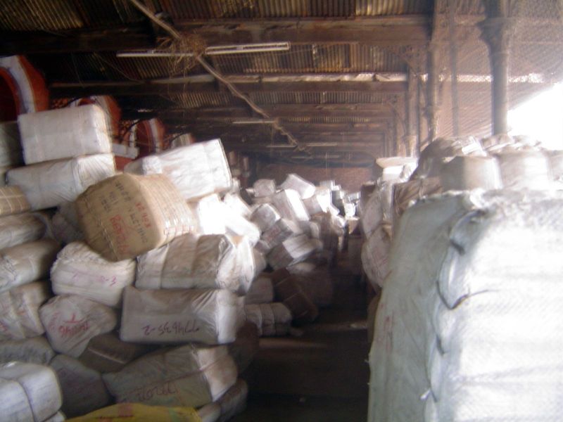 Jumbled bales of cloth.