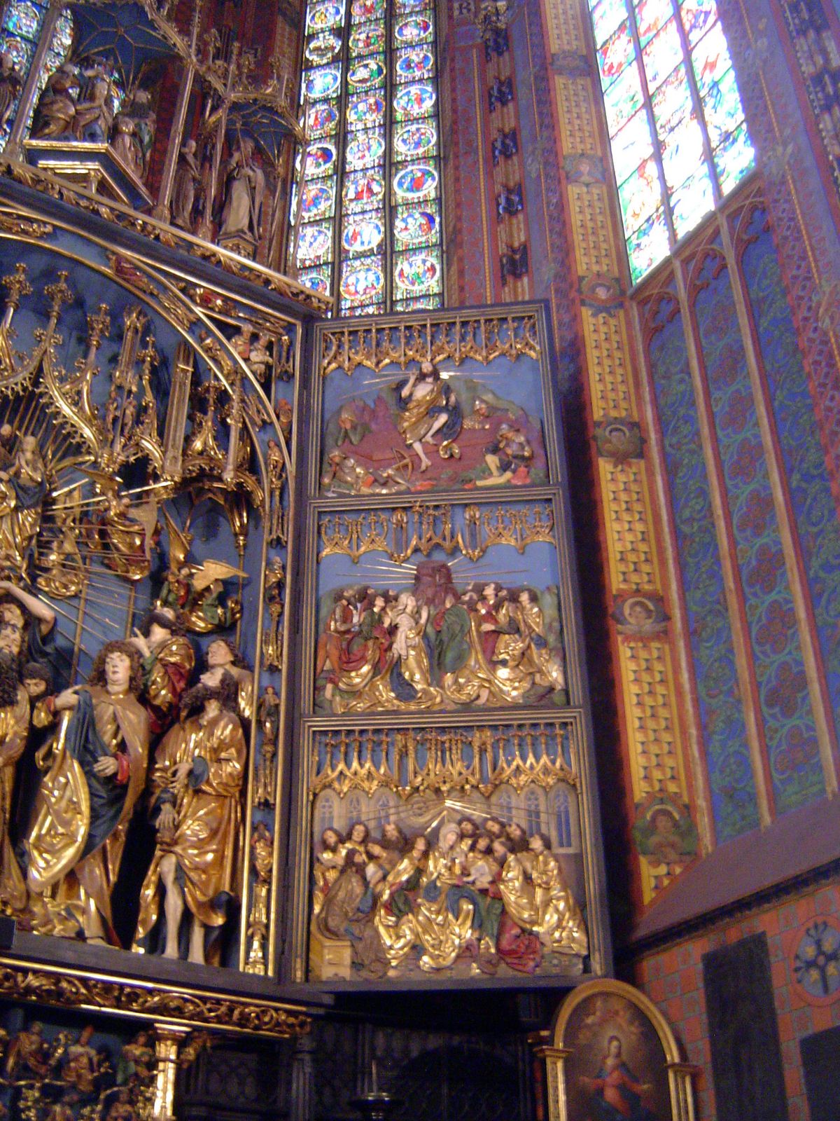The top figure shows the resurrection, the middle shows the ascension, and the bottom shows the day of pentecost, with the holy spirit desce