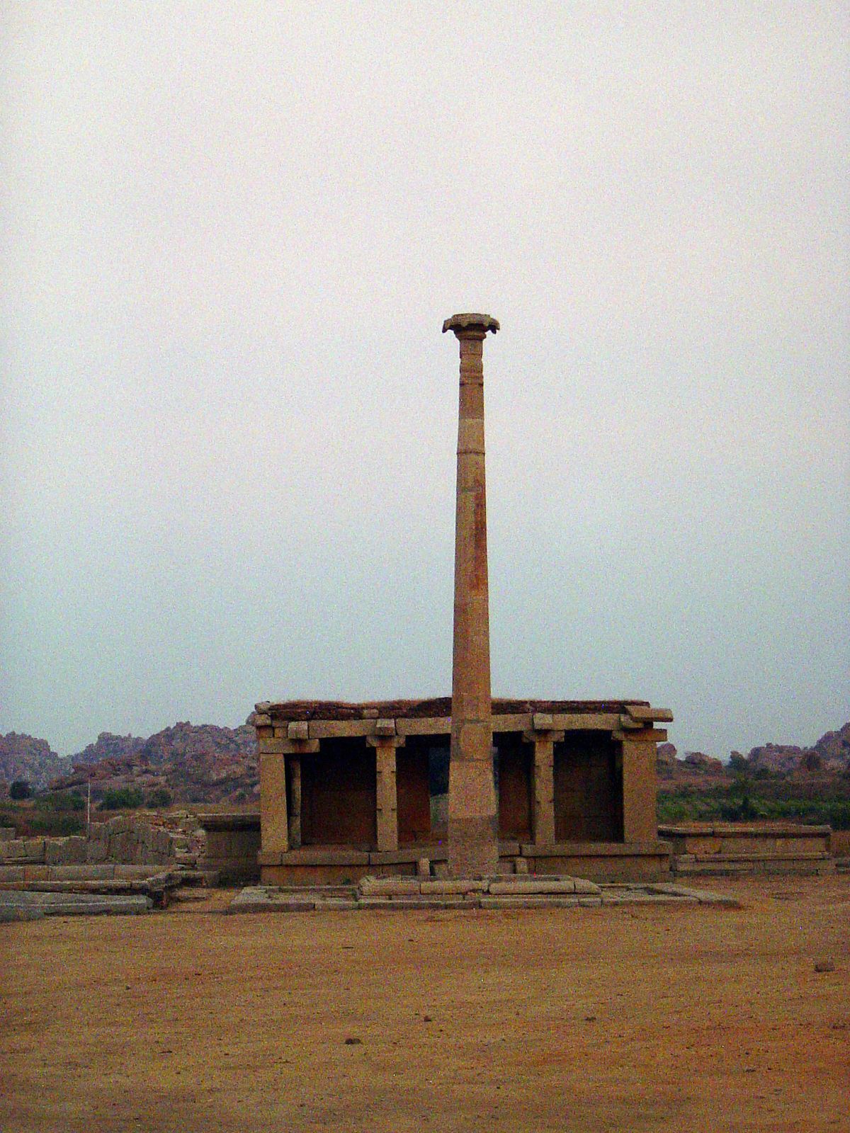 We've left the Zenana Enclosure and come to the Hazara Rama or Ramachandra Temple. In front of it is a presumed lamp tower that also marked 
