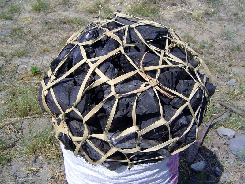 Charcoal blocks, elegantly bundled.
