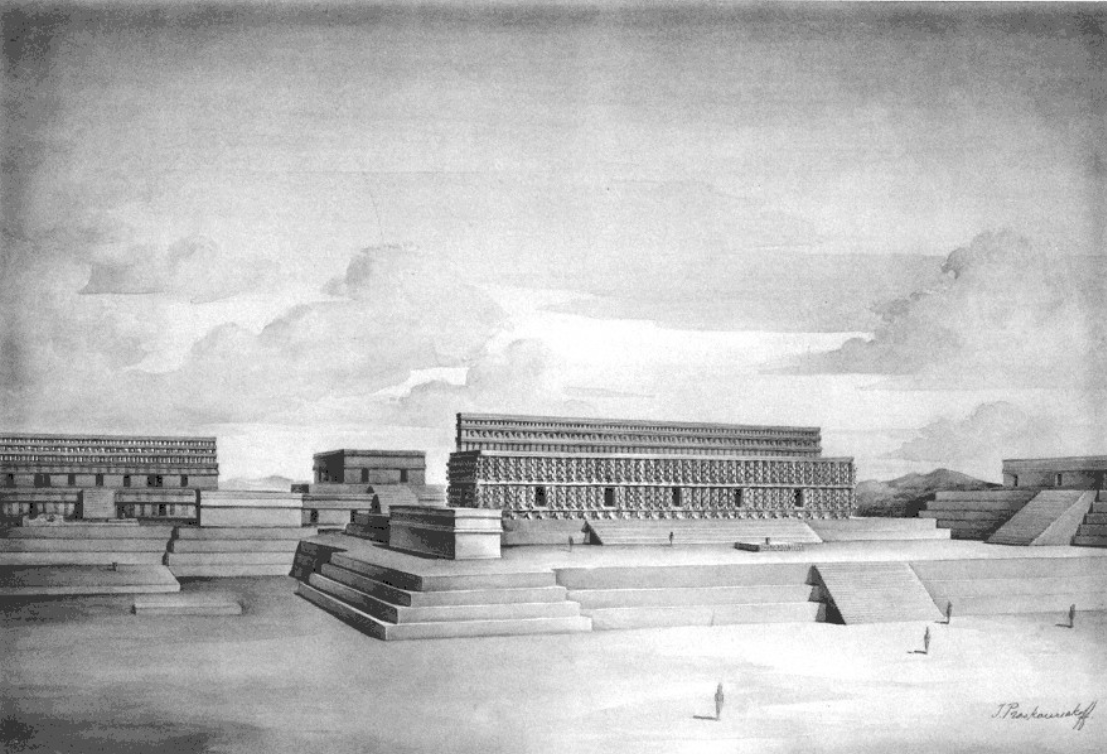 And here's a reconstruction of the Palace of the Masks by Tatiana Proskouriakoff.  It's from her extraordinary Album of Maya Architecture 19
