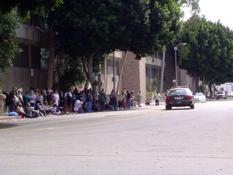 Skidrow was a more permanent feature, right up against the walls of LAPD's Central Station.