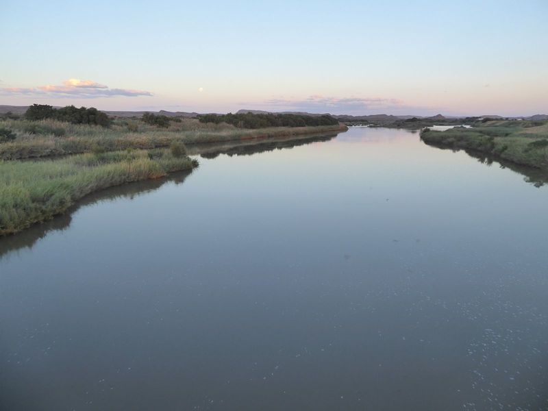 Time to look more closely at the river. Yes, that's the moon, rising at dusk.