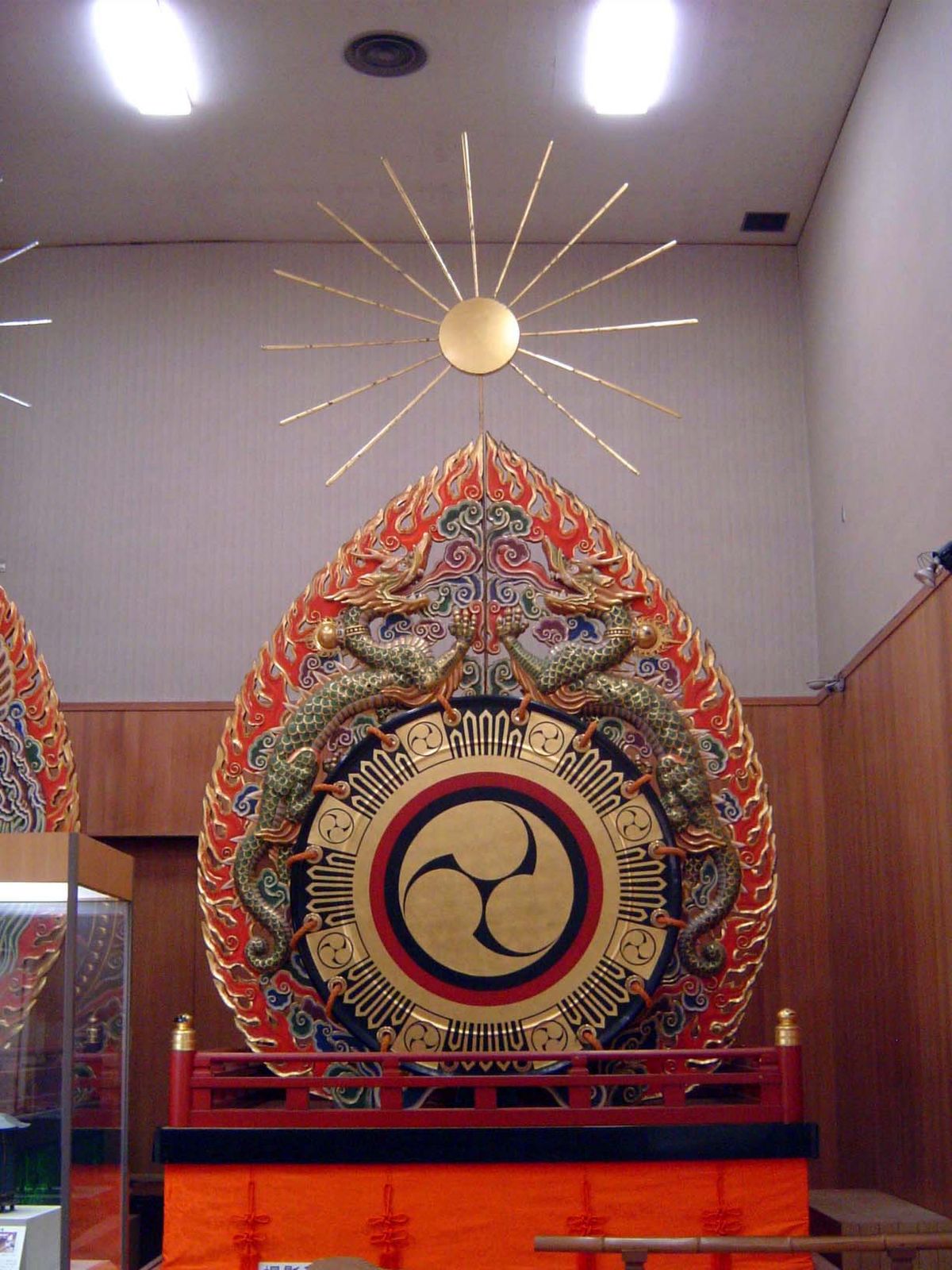 In the local museum, a drum with its own halo.