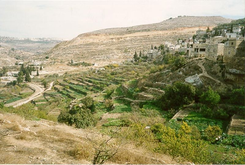 The first of a series panning to the right. Here, the railway heads east toward Jerusalem, visible at the left background the track follows 