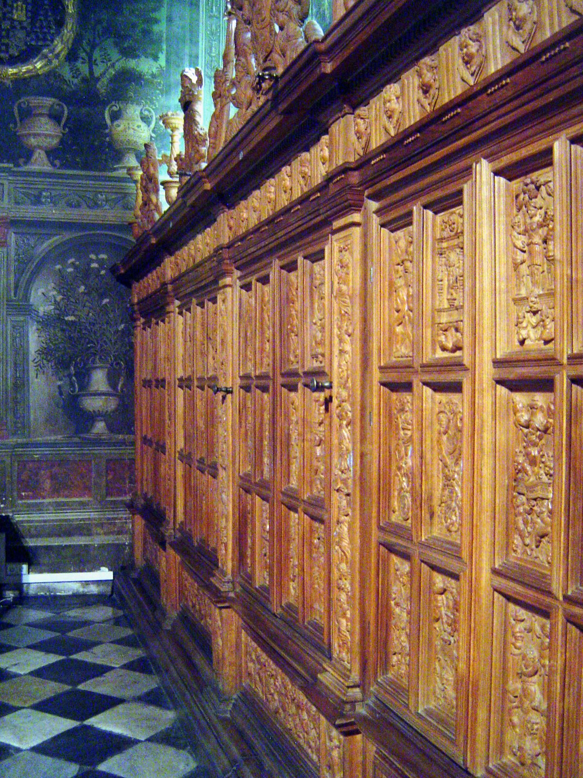 The cabinets there were designed for vestment storage.