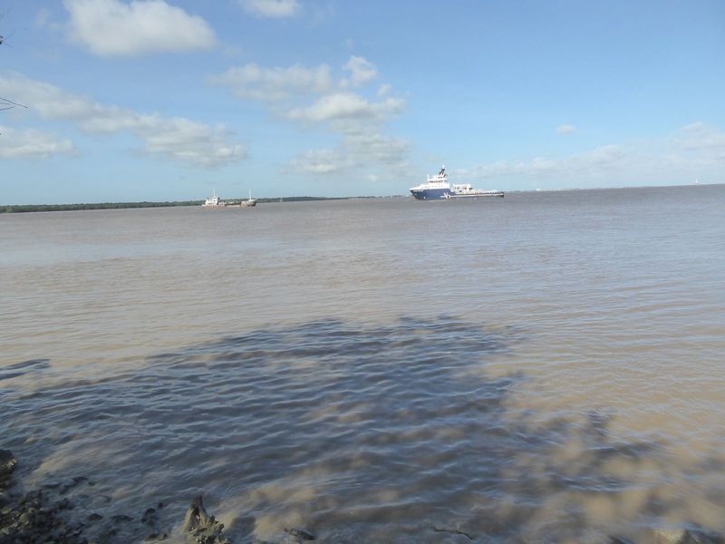 And here is the mouth of the Essequibo's much smaller neighbor, the Demerara. We're in Georgetown, on the river's eastern bank. Mighty wide 