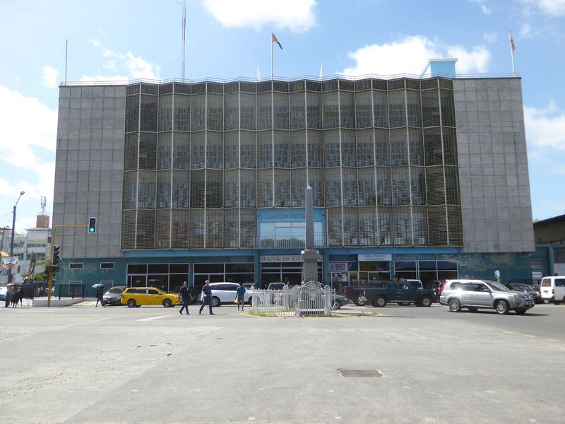 The Bank of Guyana rose on the site of the burned-out Assembly Hall. Pan American, some of whose planes on the Miami-to-Brazil route stopped