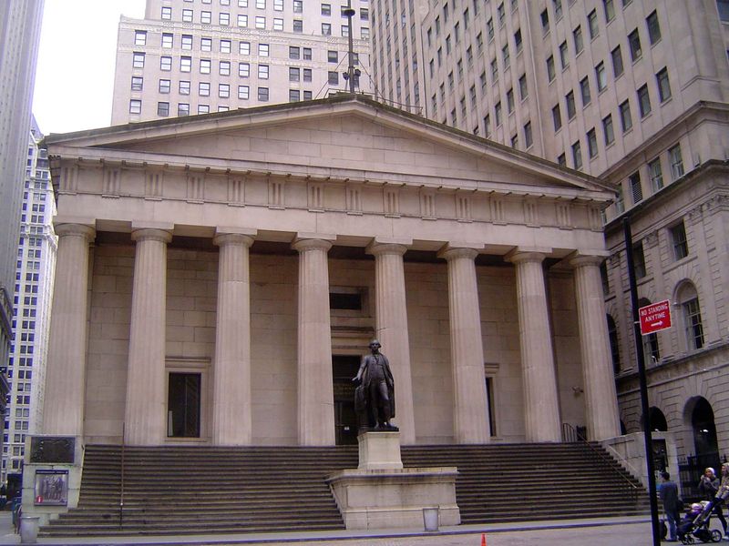 A few blocks away and across from the New York Stock Exchange, Federal Hall appears almost as old as St. Paul's. It's actually older, dating