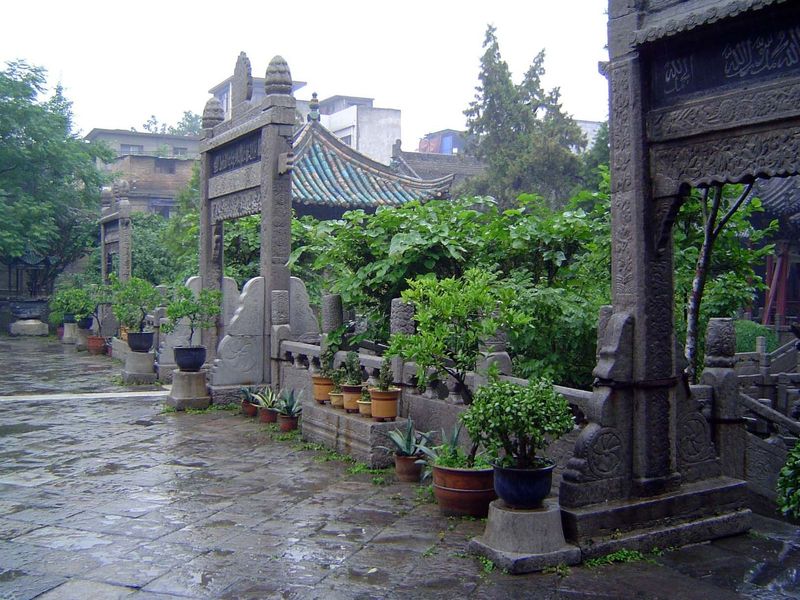 Gates on the west side of the courtyard of the prayer hall.