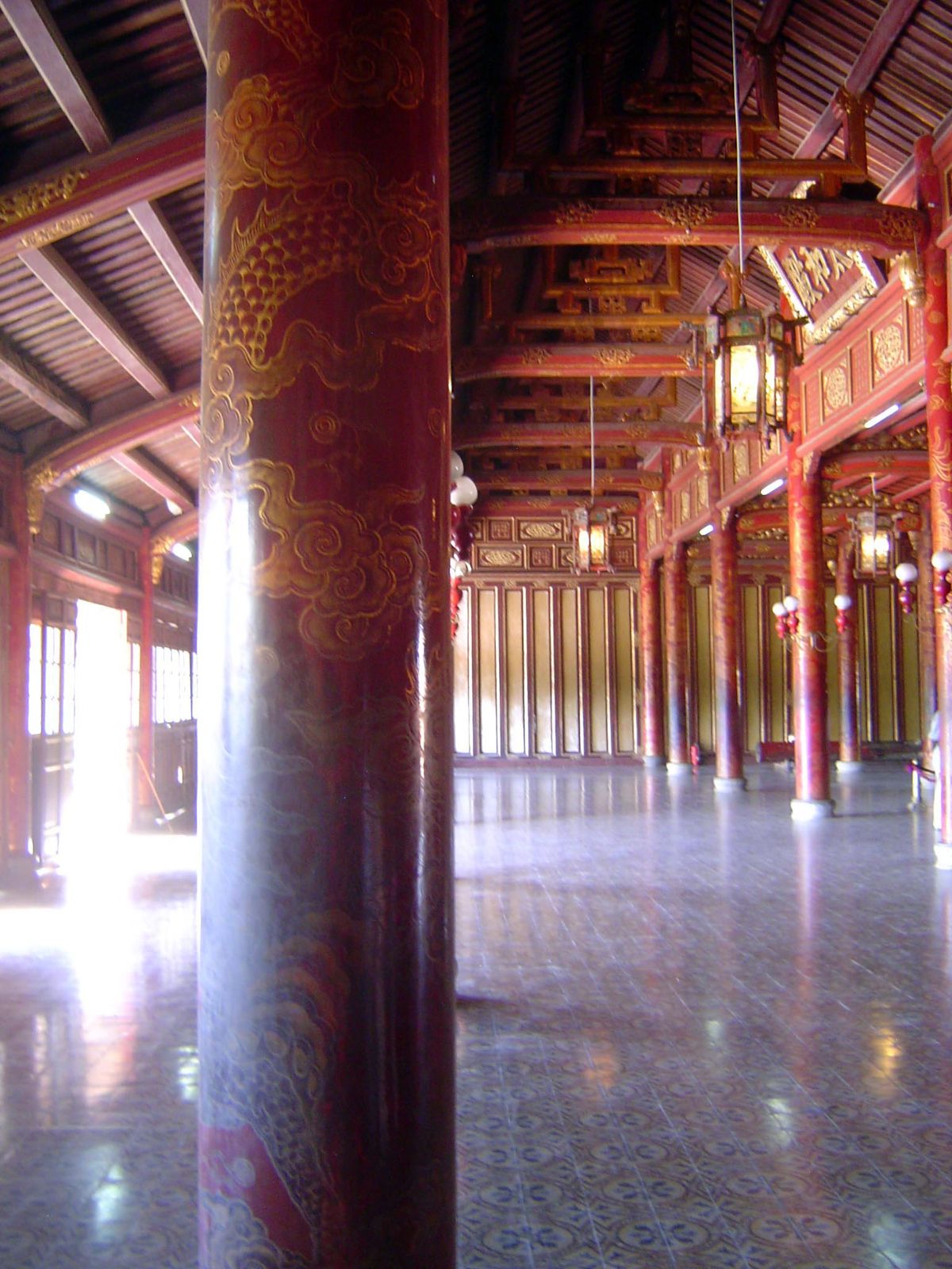 The interior, with 80 ironwood columns, is more impressive. Audiences were held in this room on the first and 15th day of each lunar month, 