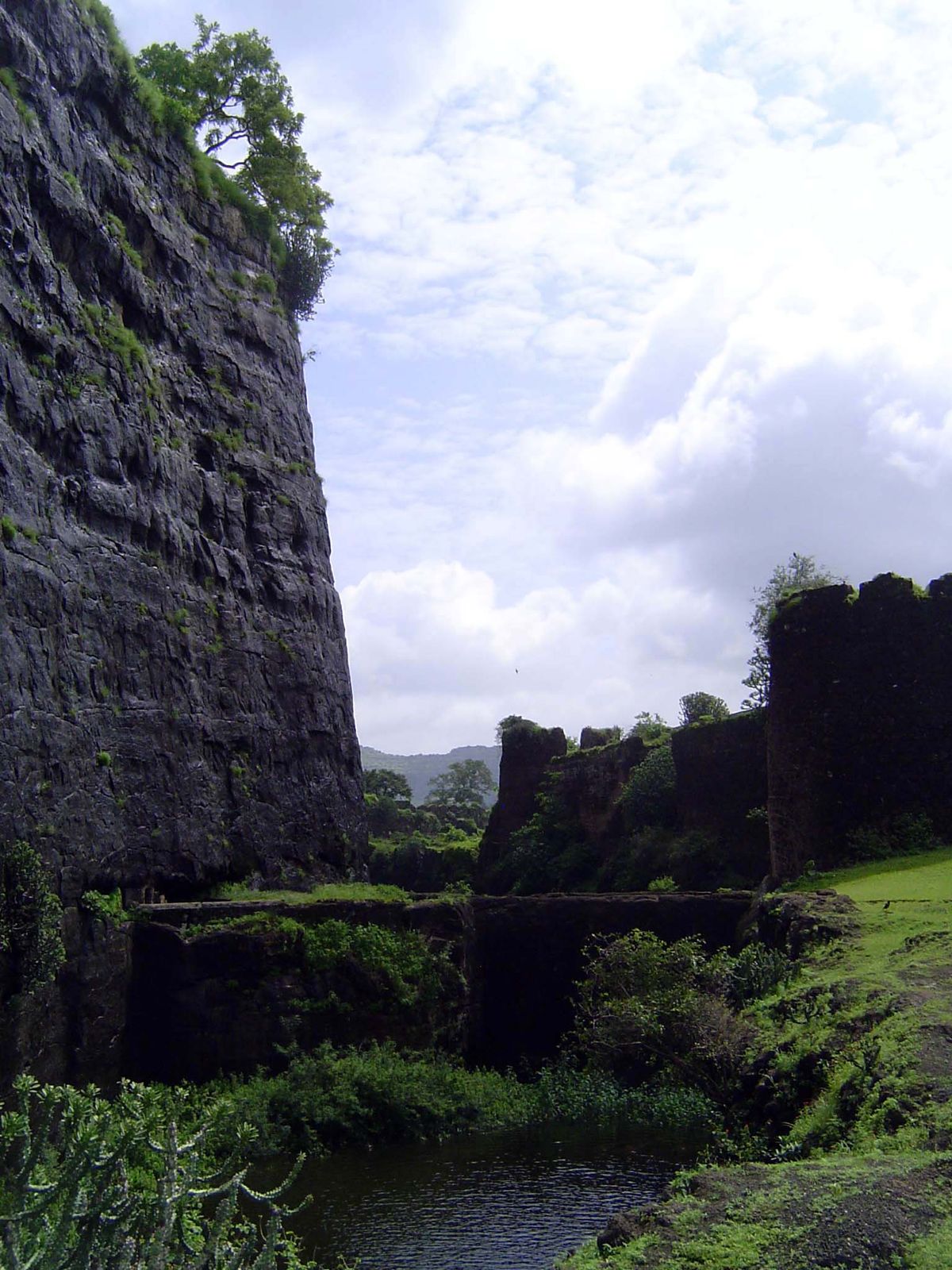 We've come several hundred meters clockwise to this bridge across the moat.
