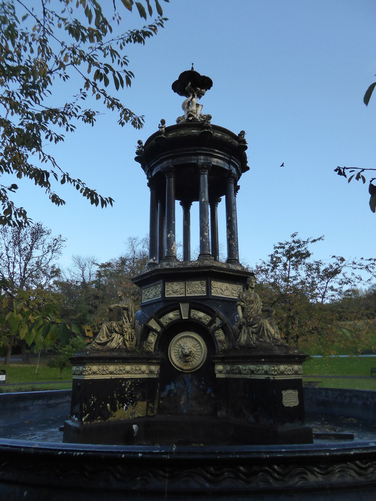Like the Doulton Fountain at the Glasgow Green, this fountain was on display at the city's International Exhibition of 1888 and was later mo