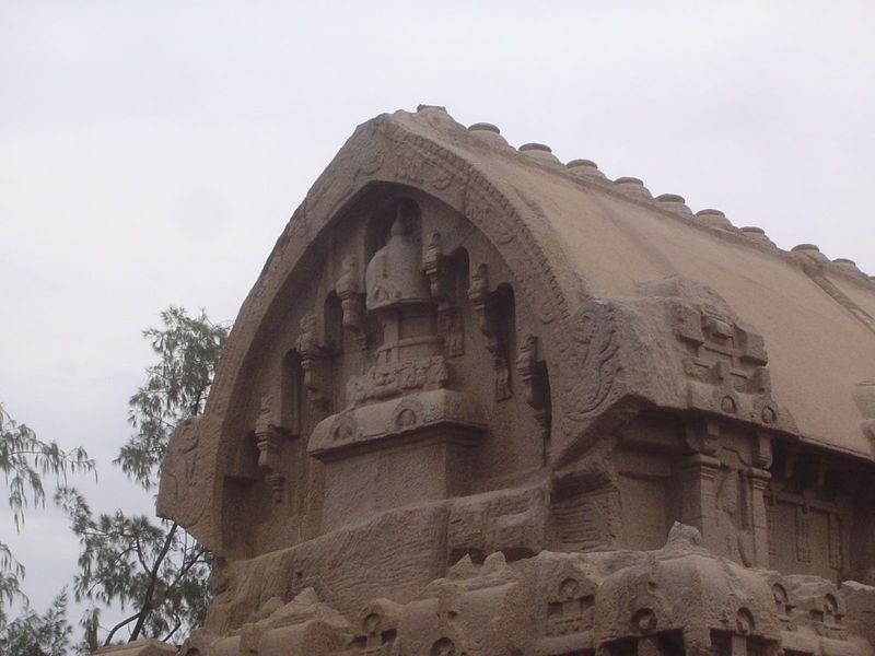 The eaves of the temple imitate, as Fergusson noted, wooden rafters.