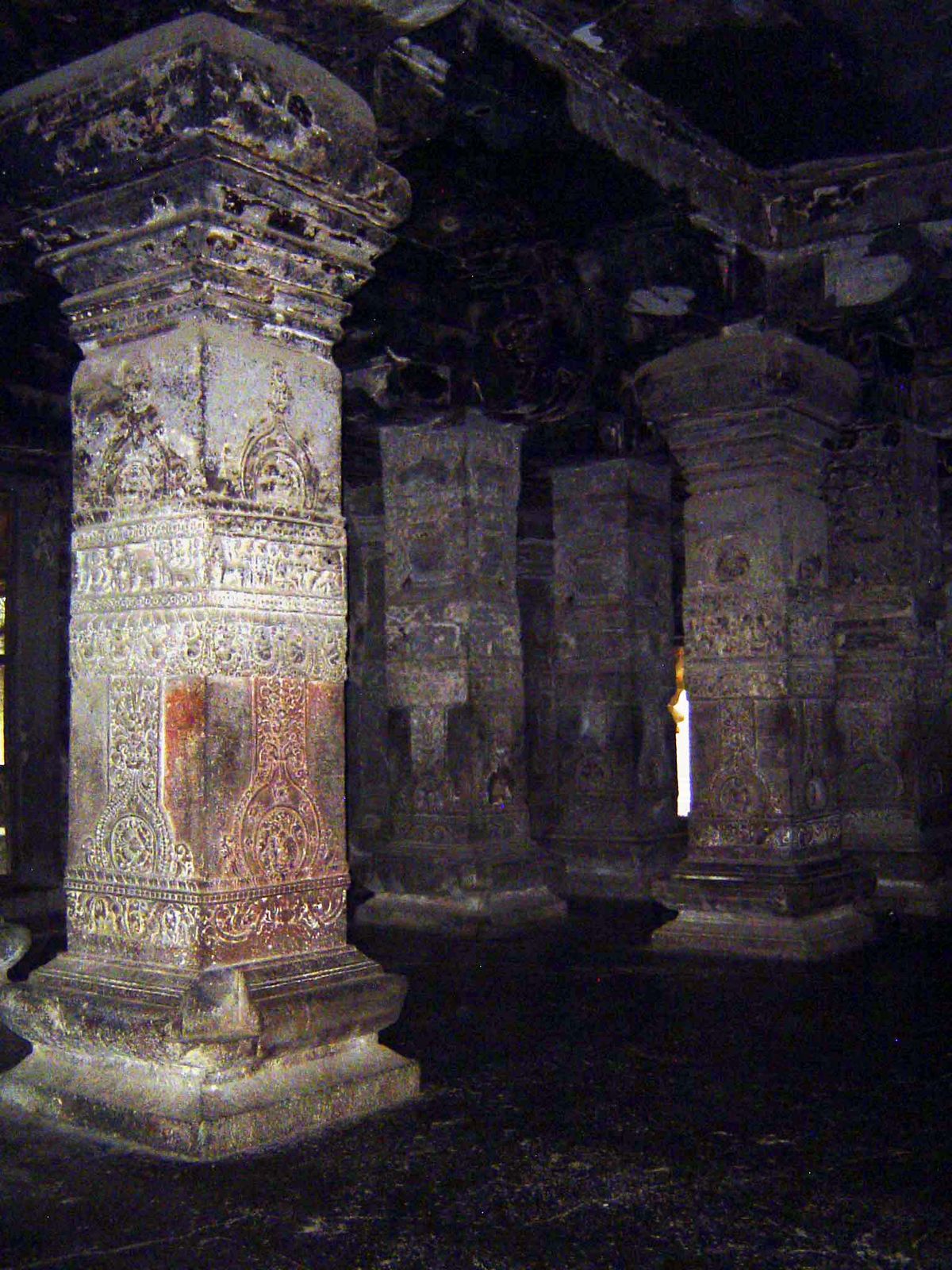 The doorway leads to a hypostyle hall, its 16 columns supporting the immense weight of the stone above. Remember that this, too, is all the 