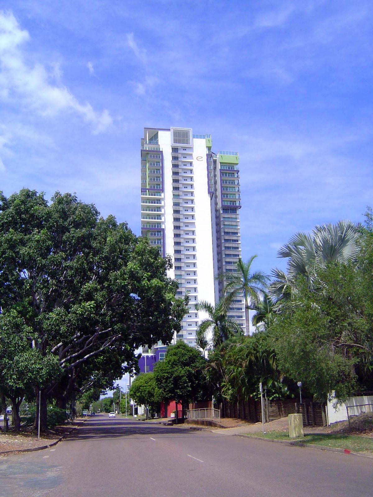 Many of the buildings have post-modern bits of color and/or swoosh.