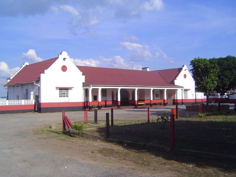 Here's the South Africa-style station, built by Rhodesian Railways, which was nationalized in Zambia in 1967, three years after independence