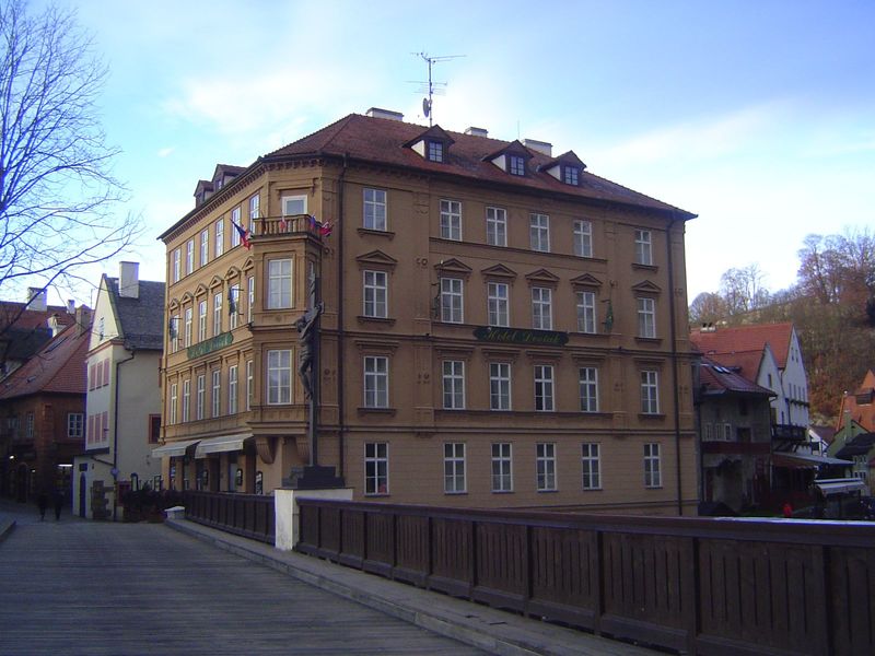 A hotel from the era of the town-square savings bank. Hitler, who came this way on his 1938 visit, had plans to build a modern thoroughfare 