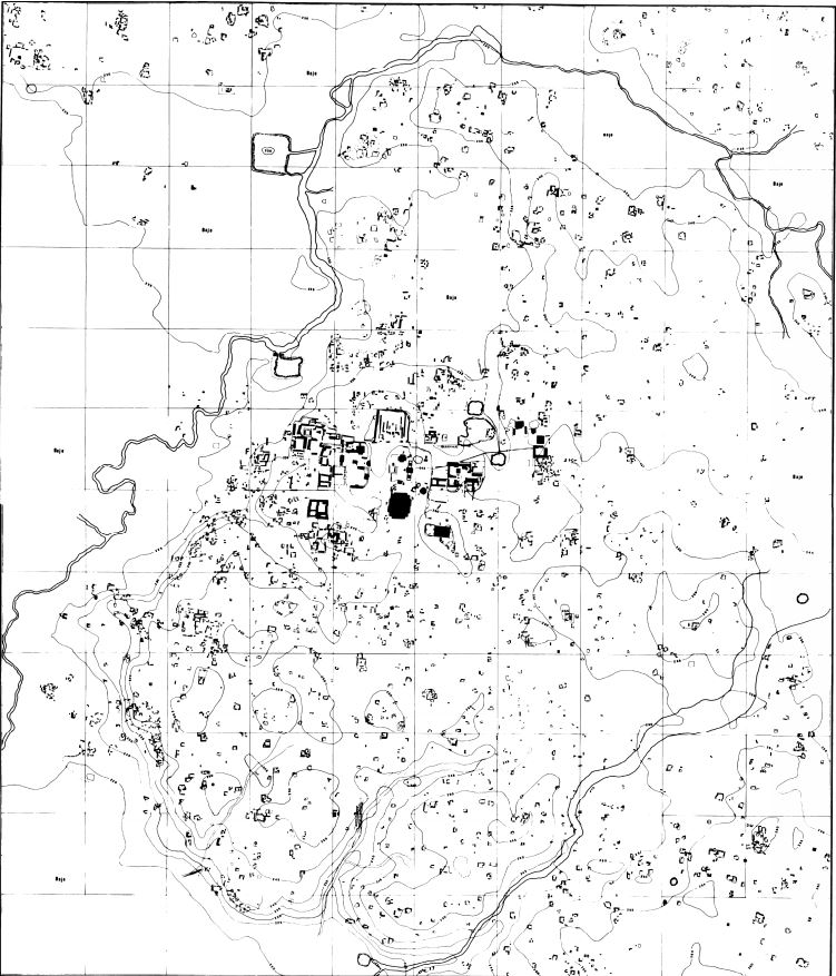 This map of part of Calakmul's domain suggests the dispersal of a population of at least 50,000 people.  Maybe twice that many.  The black r