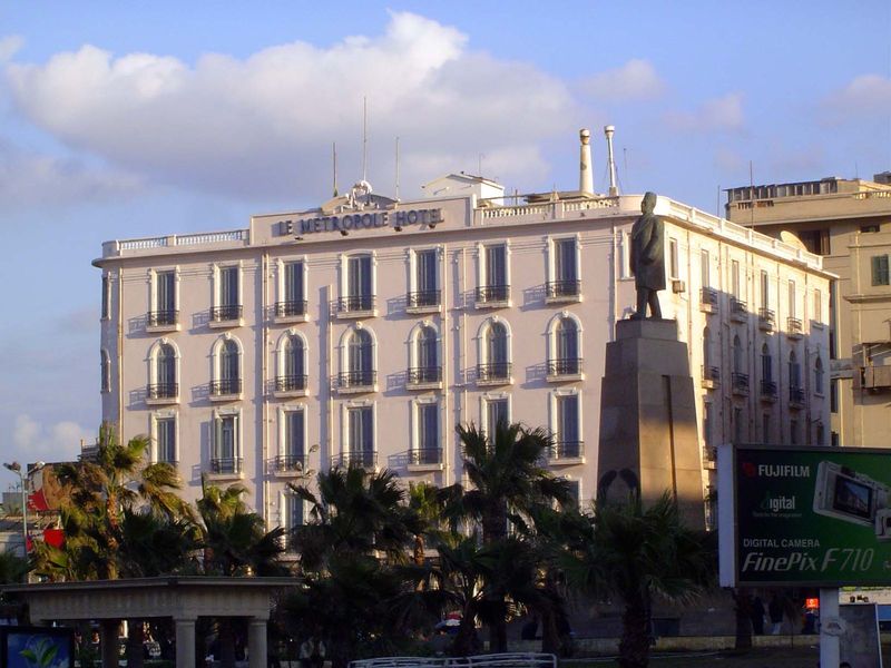 One of the famous hotels of the colonial era. The statue is of Saad Zaghoul, a nationalist hero, leader of the Waft Party, and briefly in 19