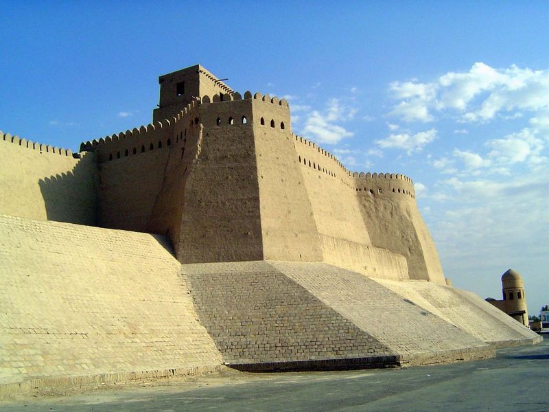 Near the one surviving entrance to the citadel, the wall is solidly restored.