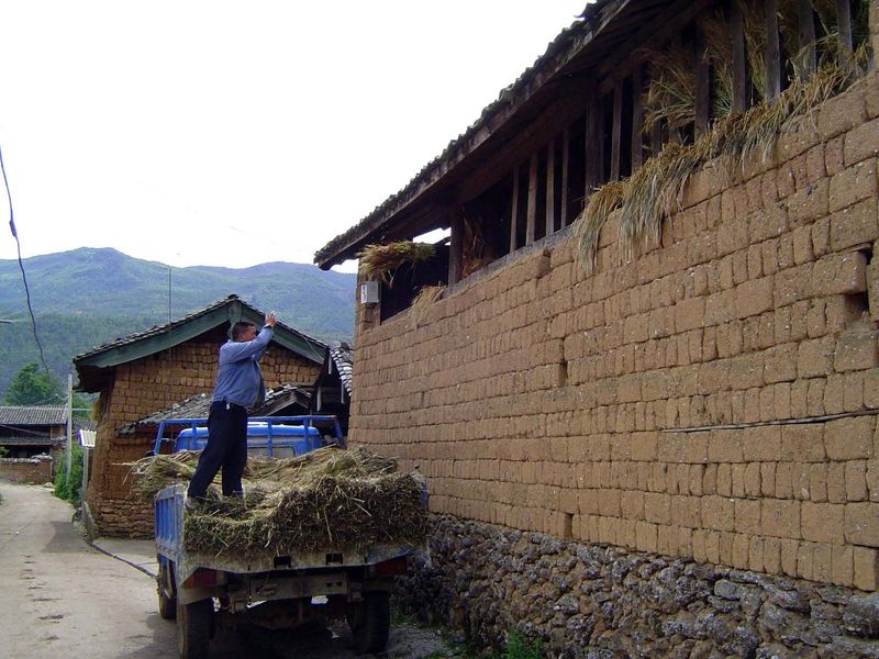 Loading the loft: motor vehicles are very common, especially small tractors.