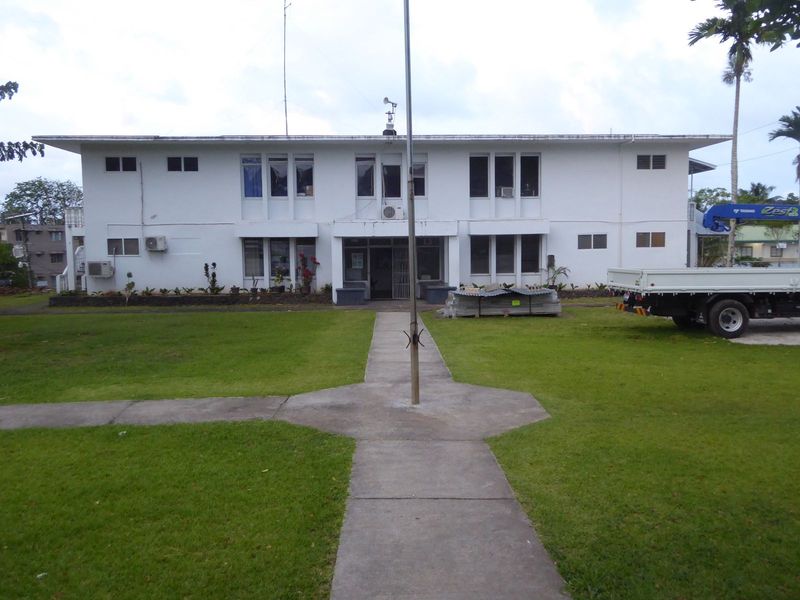 The school-turned-town hall.