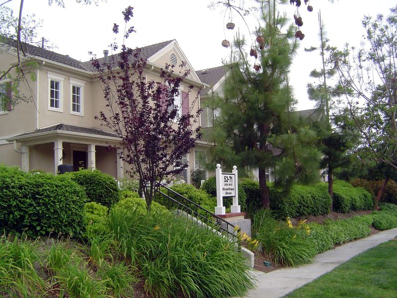 There are no curbcuts here, and houses are set back from the street.