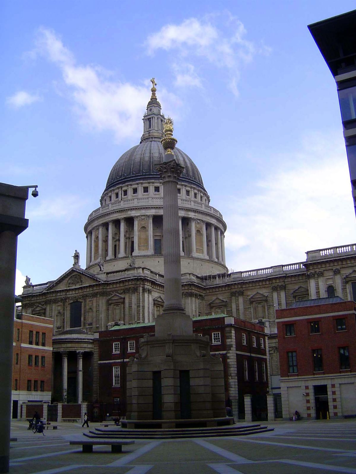 The view from the northwest. The column in Paternoster Square is new, from 2008.