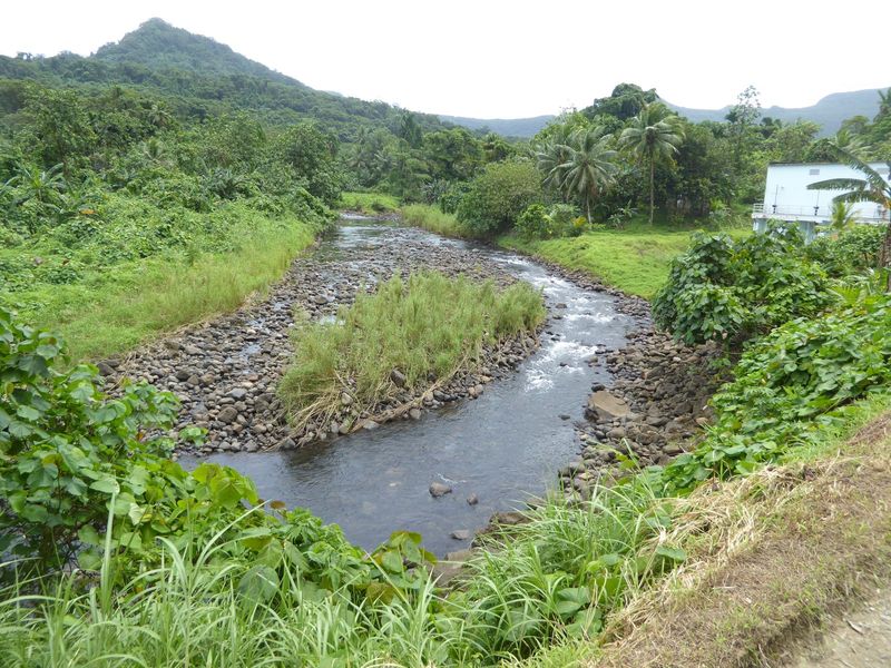 The Japanese got involved with infrastructure, too. What would an engineer see, looking at this river? It's the Lehn, which flows north and 