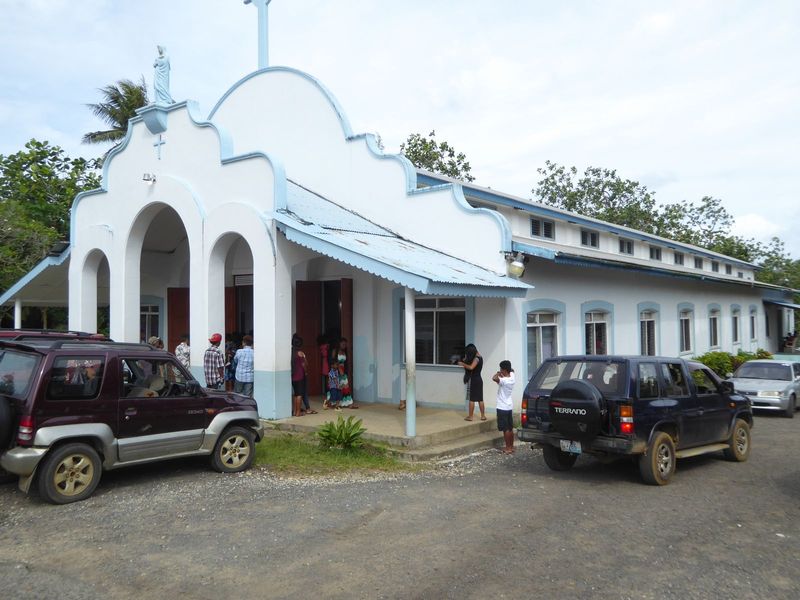 The Catholic church in Pohnpei, on the hand, was crowded on a Sunday morning. The building was completed in 1953, long after American Jesuit