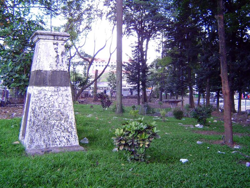 The stripped-bare monument to Henry Byrde 1837-1907. With a military background, serving in the Crimea and later as Commandant of the Ceylon