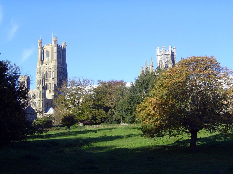 View from the park, formerly a vineyard. The original church was destroyed by Danes in 870, but the monastery was reestablished a century la