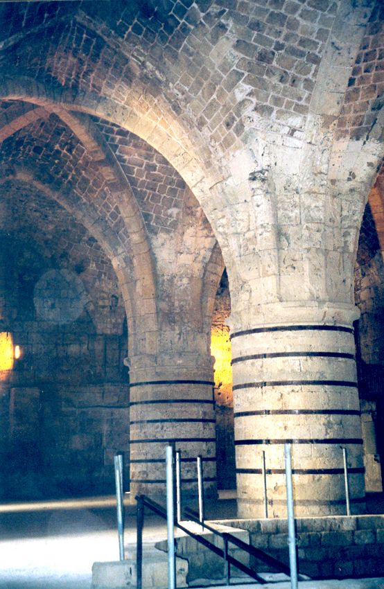 The Gothic vaulting of the adjoining refectory.