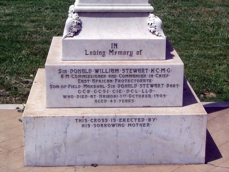 Stewart has no biography in the DNB, but this inscription adds a few details, including one suggesting that he was not married.