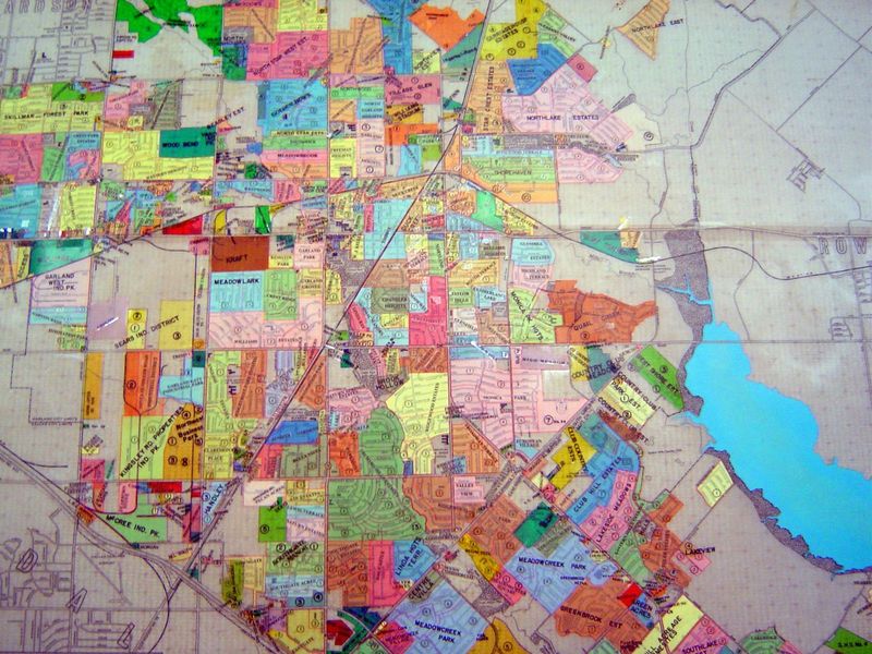 The city has grown subdivision by subdivision. This map shows that growth nibble by nibble around Garland, on the city's east side.