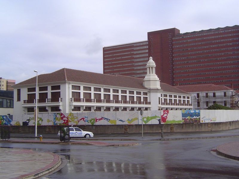 A couple of older beach-front buildings survive. This one, hoping to catch a breeze, is the Children's Hospital, built in stages with the up