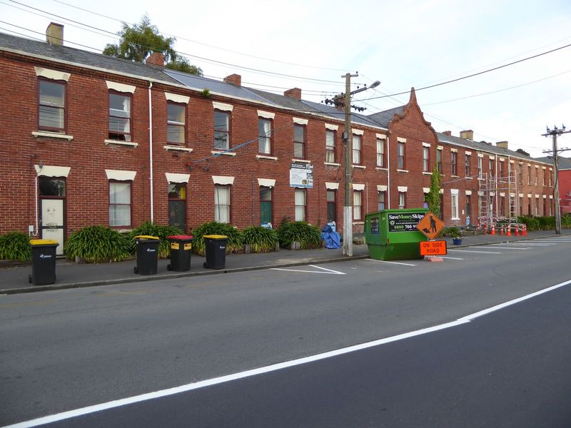 Yes, there were flats, here on Dundas street and catering to Otago University students; the jocular name is Coronation Street flats.