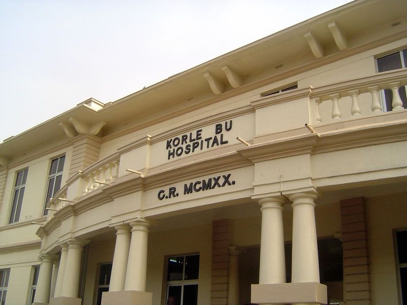The entrance to the Korle Bu Hospital, Accra. Of it Guggisberg wrote, "The Gold Coast Hospital is certainly the largest of all the works whi