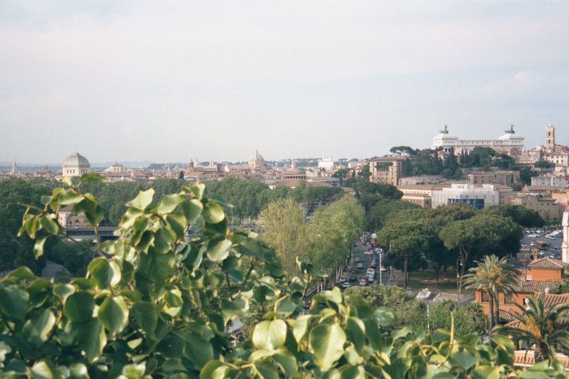 We're south of the Circus Maximus and up on the Aventine Hill, with the Tiber curving alongside the busy road below. The monument to Vittori