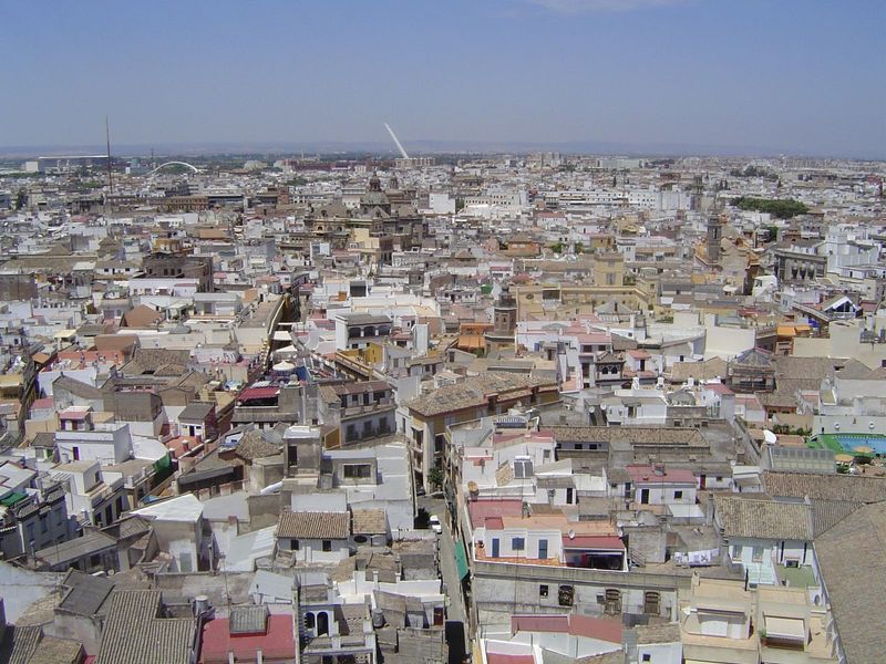 The view north to the barrio Santa Cruz, formerly the Juderia, the historic core of the city.