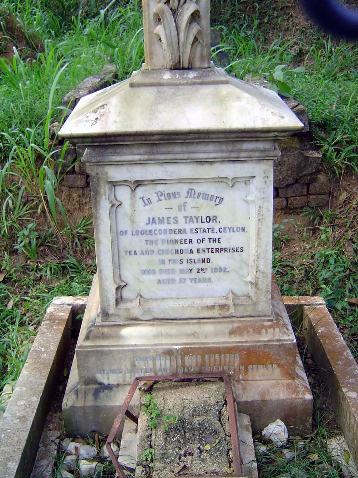 Closeup of the Taylor tombstone.