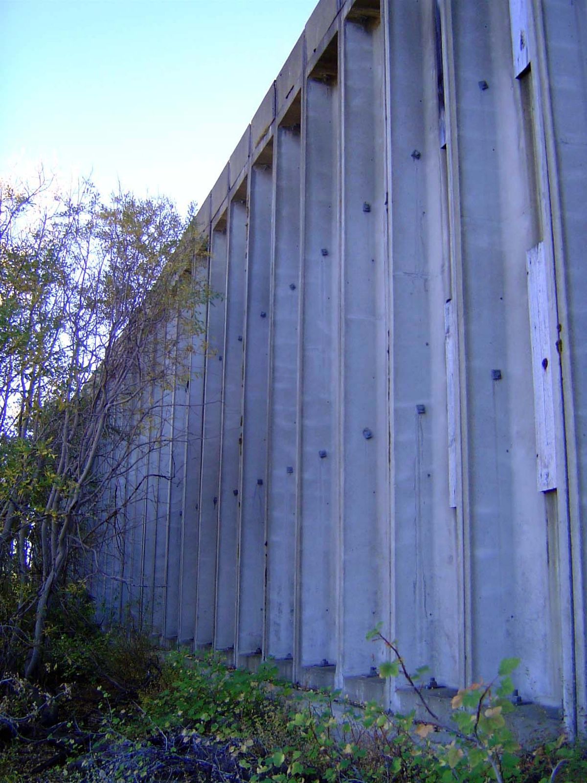 A close-up of the new sheds.