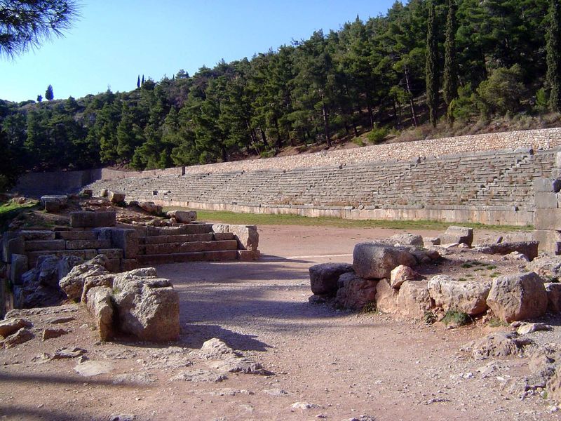 At the top of the site is this 5th century B.C. stadium built for the Pythian games. It was rebuilt by Herodes Atticus in the 2nd century A.