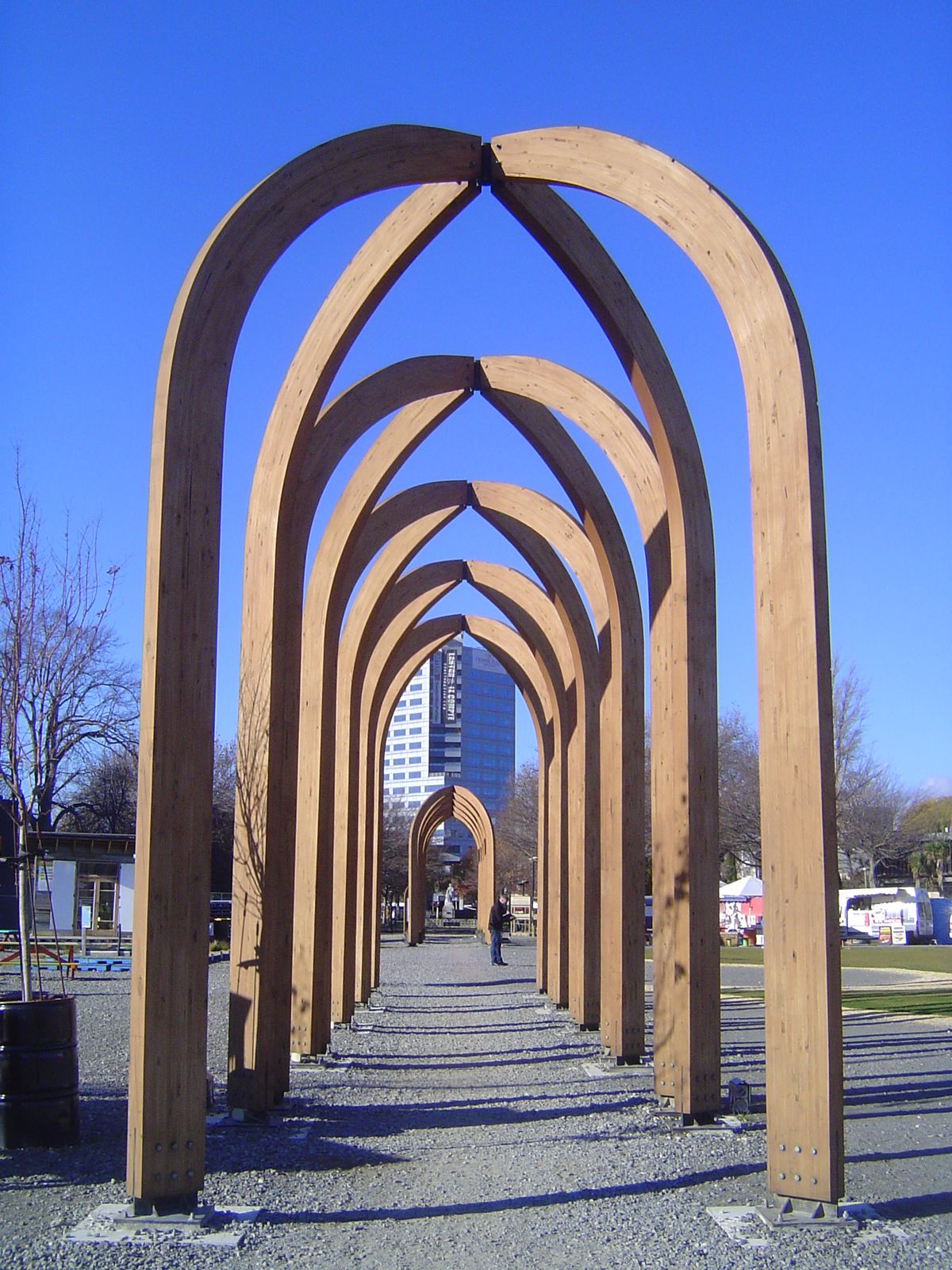 Something has to fill up the space, pending construction of permanent buildings. Here's one idea.