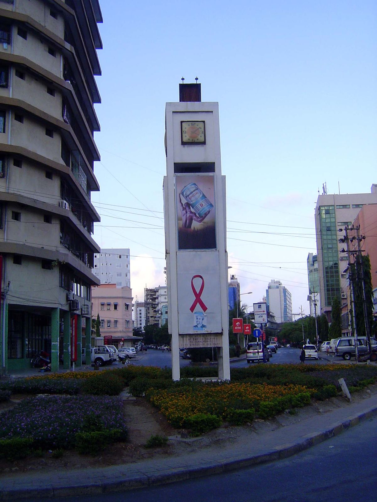 The tower stands at the corner of what had been India and Acacia. The corner became India and Independence, then India and Samora. Names, na