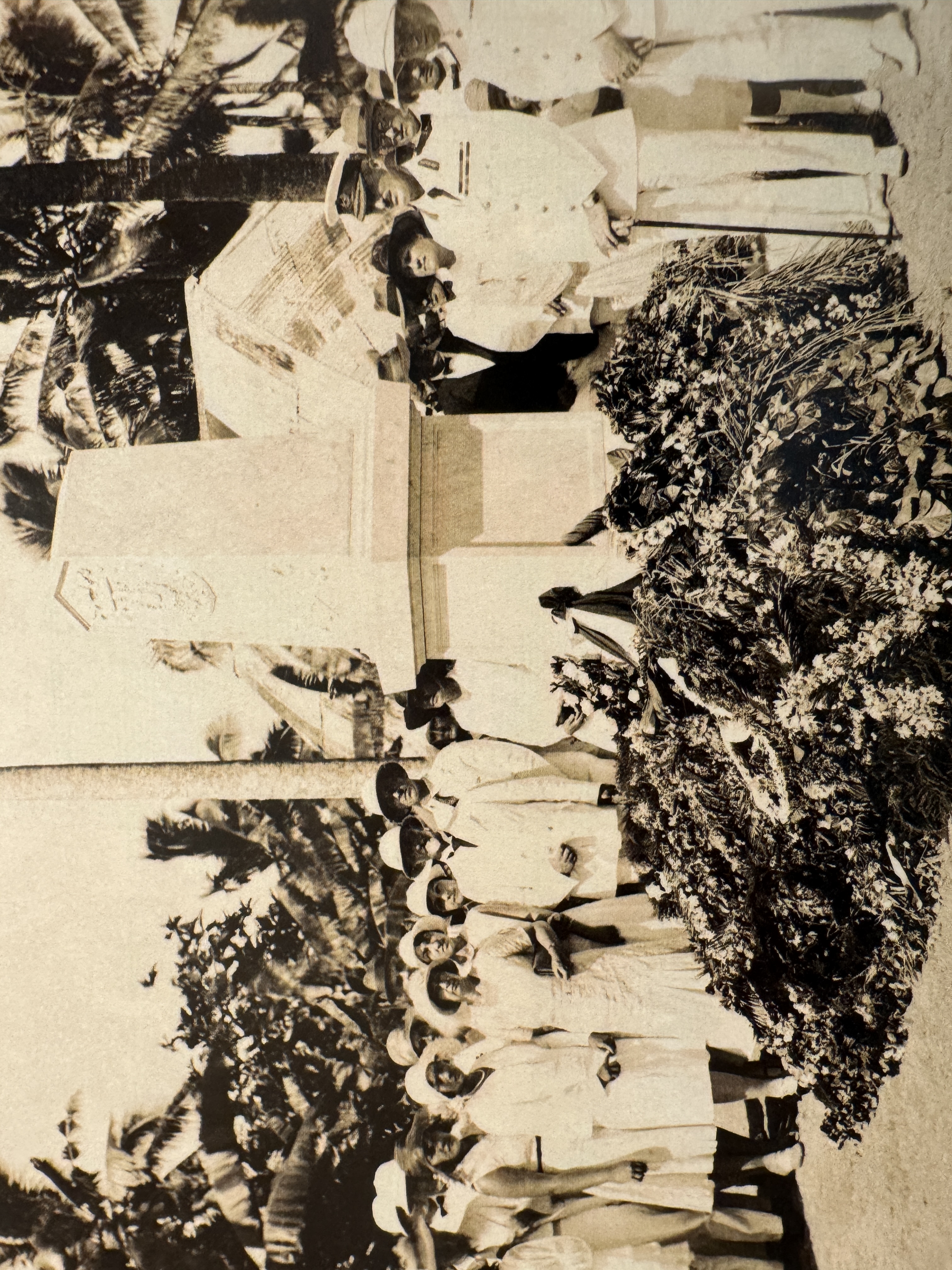 A commemoration was held at the site in 1932.  The man in the foreground is New Zealand's Administrator of Western Samoa at that time, Brigi