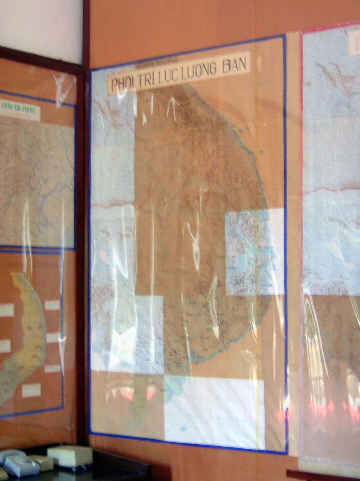 Map room with maps showing the coordination of forces.