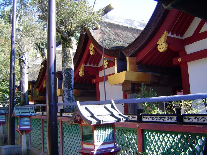 Rear view. Traditionally, the shrines were rebuilt every 20 years, regardless of their condition. They are dedicated to the Shinto god Ama-n